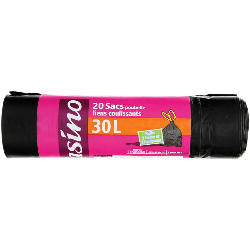 CASINO Sacs poubelle liens coulissants 30L x20 CASINO Sacs poubelle liens coulissants 30L x20